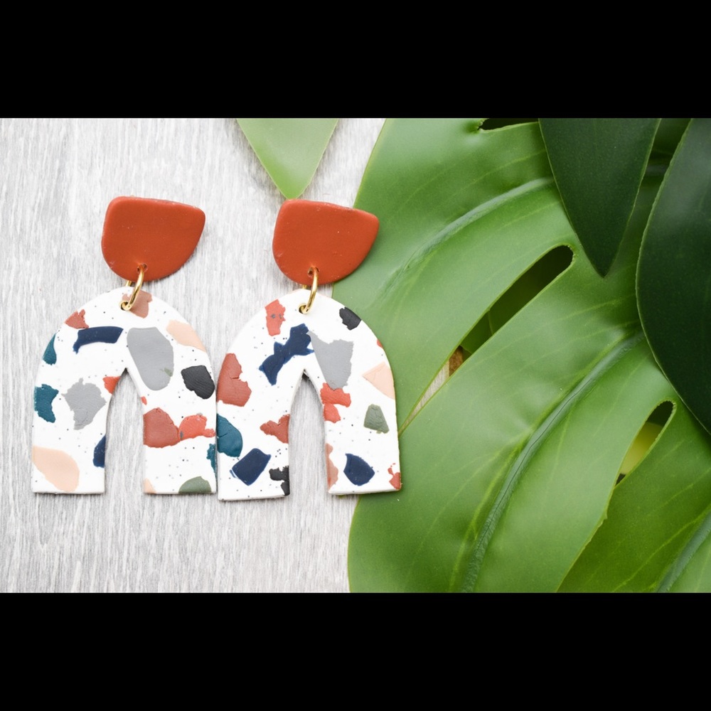 ClaybyGabi Handmade Clay Earring Terrazo - Picture 2 of 2